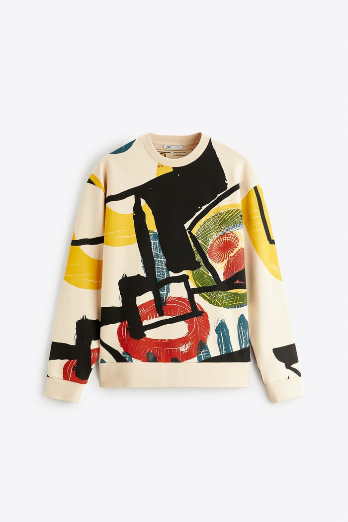 UNICORN Men's sweater beige graphic print by Picasso s m l xl