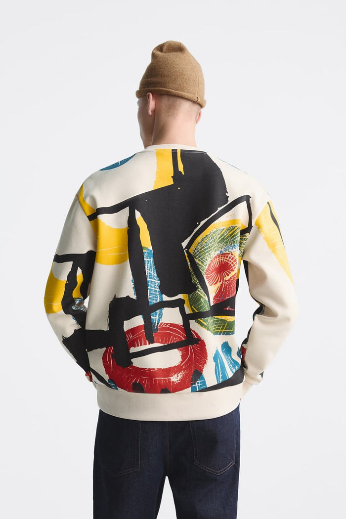 UNICORN Men's sweater beige graphic print by Picasso s m l xl