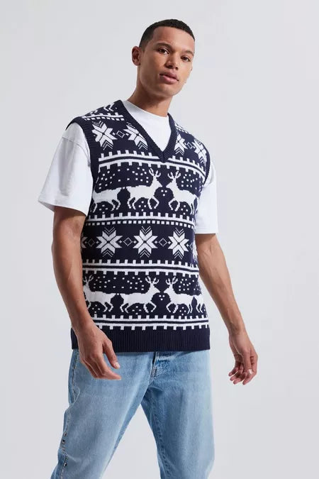 UNICORN Men's sweater vest Christmas pattern s m l xl xxl