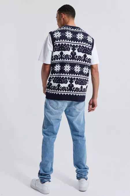 UNICORN Men's sweater vest Christmas pattern s m l xl xxl