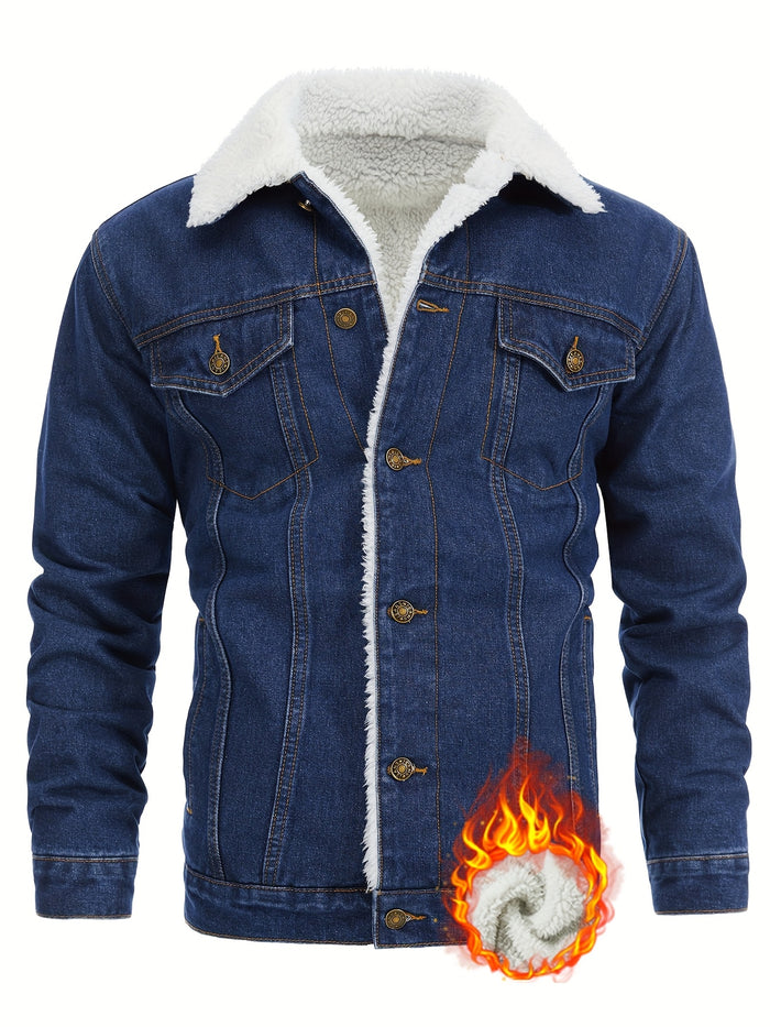 UNICORN Men'S Thickened Fleece-Lined Winter Warm Denim Jacket s m l xl xxl