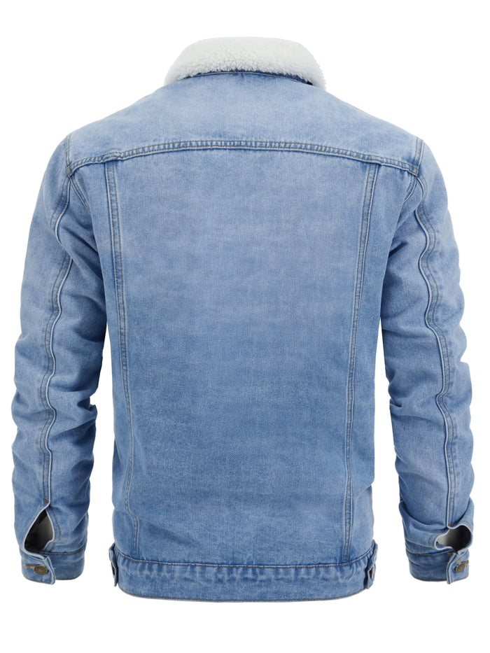 UNICORN Men'S Thickened Fleece-Lined Winter Warm Denim Jacket s m l xl xxl
