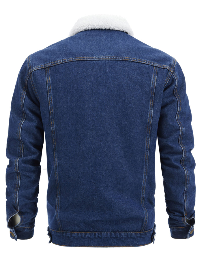 UNICORN Men'S Thickened Fleece-Lined Winter Warm Denim Jacket s m l xl xxl