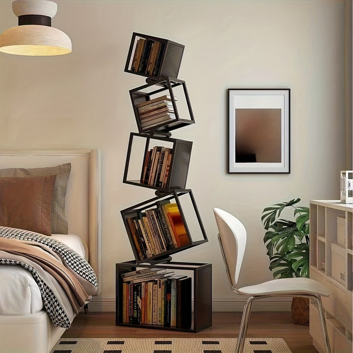 UNICORN Modern Geometric Iron Corner Bookshelf with Aesthetic Design Black