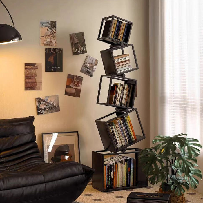 UNICORN Modern Geometric Iron Corner Bookshelf with Aesthetic Design Black