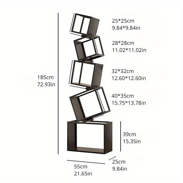 UNICORN Modern Geometric Iron Corner Bookshelf with Aesthetic Design Black
