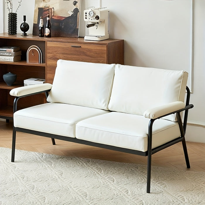 UNICORN Nordic Modern Simple Ironwork Japanese-Style Single Leather Sofa