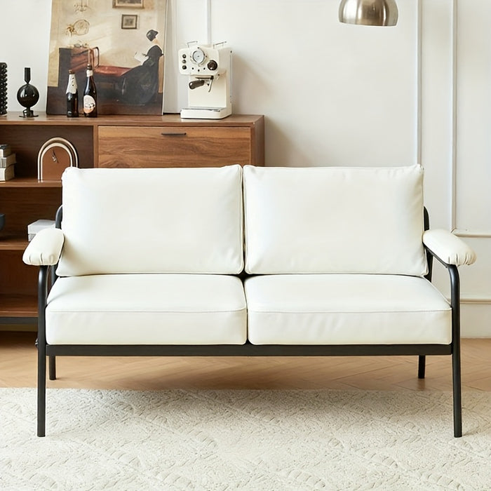 UNICORN Nordic Modern Simple Ironwork Japanese-Style Single Leather Sofa