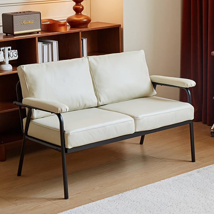 UNICORN Nordic Modern Simple Ironwork Japanese-Style Single Leather Sofa