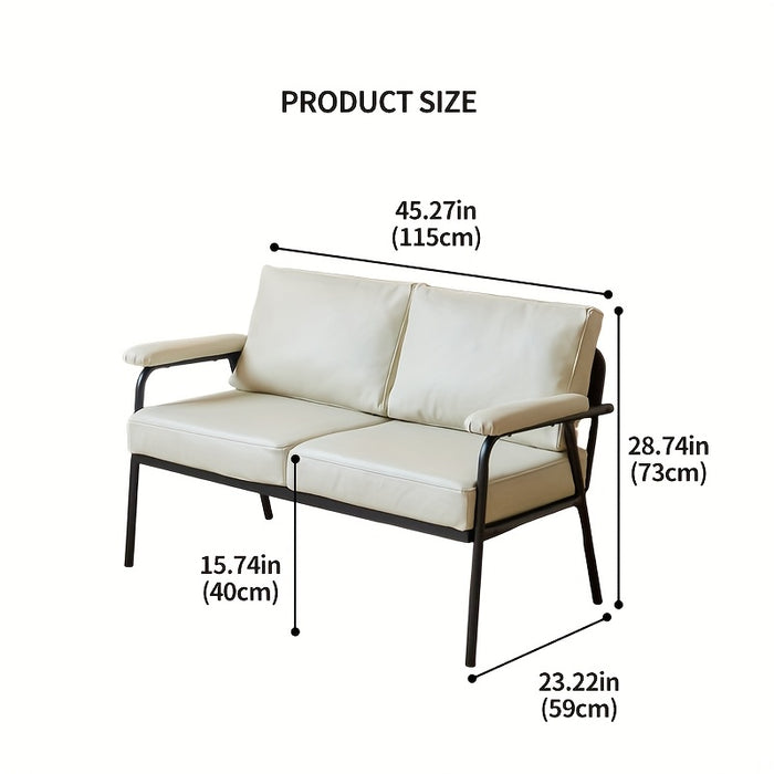 UNICORN Nordic Modern Simple Ironwork Japanese-Style Single Leather Sofa