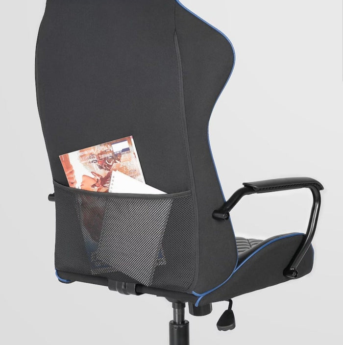 UNICORN Office chair gaming chair with adjustable backrest wheels artificial leather black gray height: 128 cm Width: 43 cm Depth: 64 cm