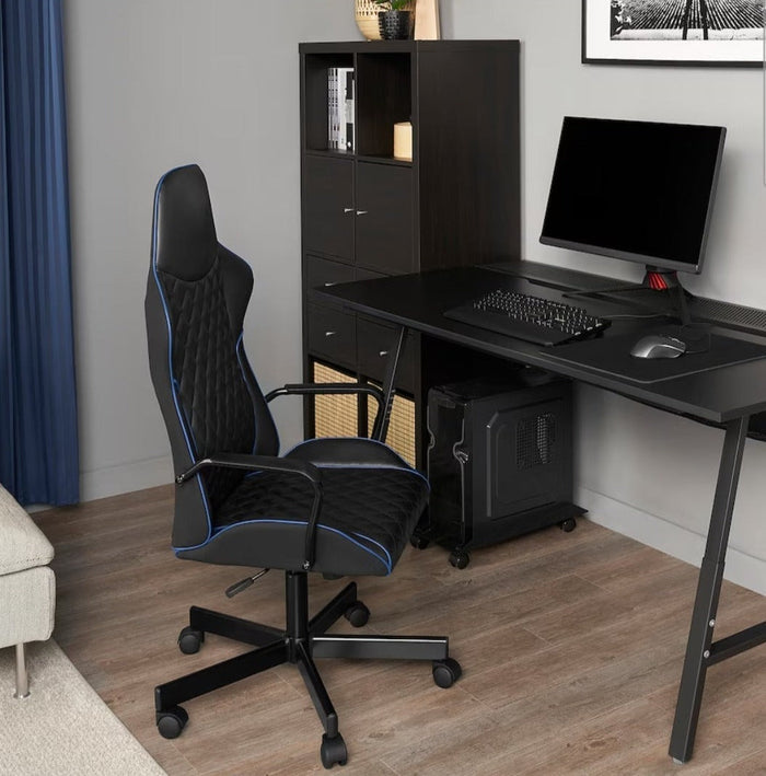 UNICORN Office chair gaming chair with adjustable backrest wheels artificial leather black gray height: 128 cm Width: 43 cm Depth: 64 cm