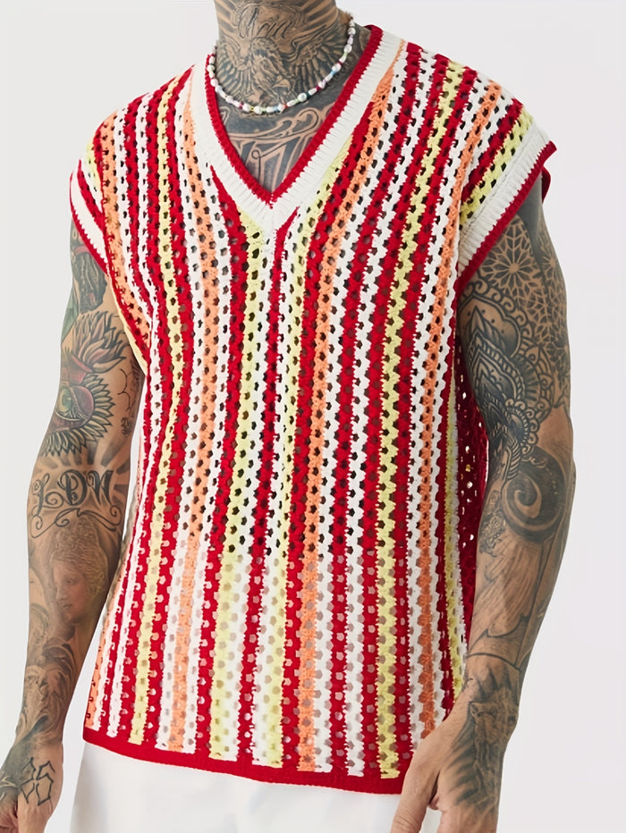 UNICORN Openwork Crochet Vest Pink Red Blue Green s m l xl xxl