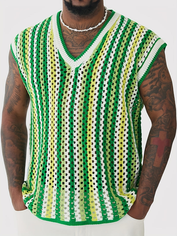 UNICORN Openwork Crochet Vest Pink Red Blue Green s m l xl xxl
