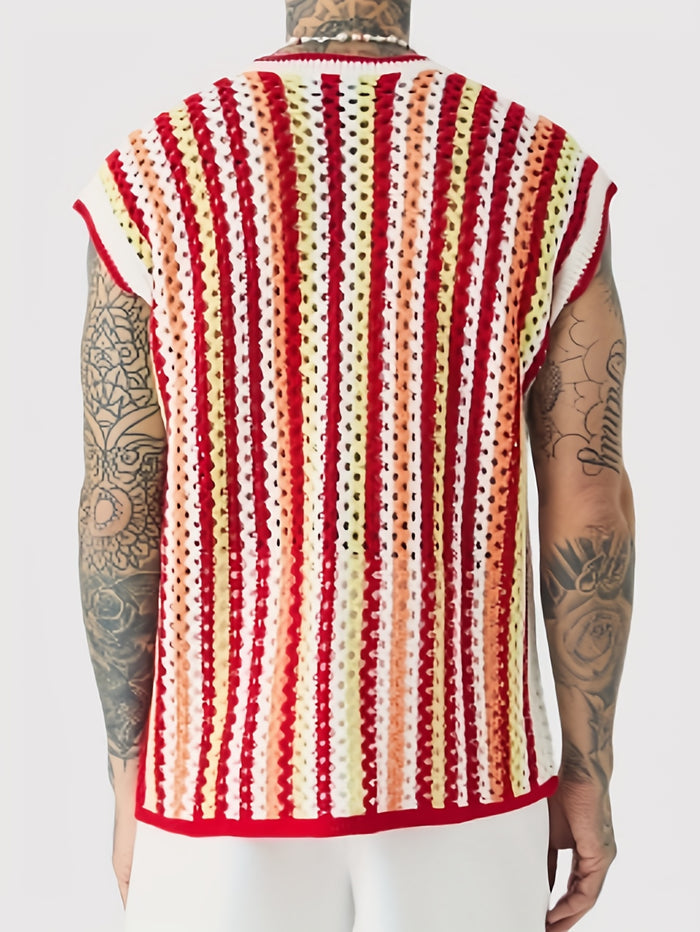 UNICORN Openwork Crochet Vest Pink Red Blue Green s m l xl xxl