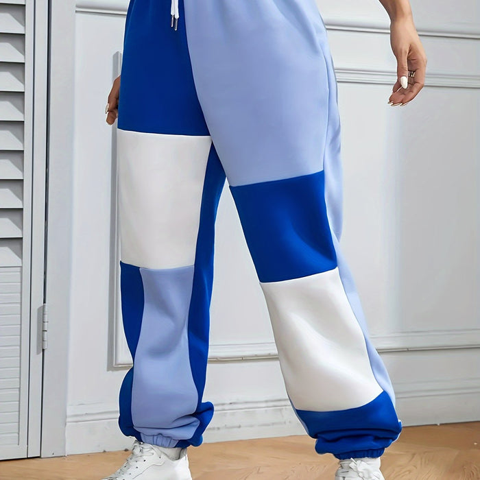 UNICORN Plus-size Color-blocked Wide-leg Pocket Casual Jogger Pants 0xl 1xl 2xl 3xl 4xl