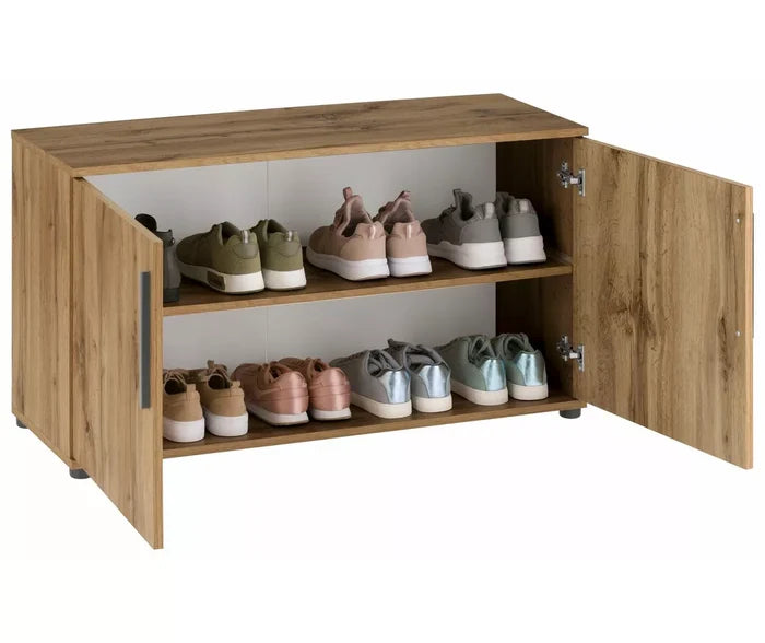 UNICORN Shoe cabinet Dresser white brown gray Width 95 cm Depth 35 cm Height 53 cm