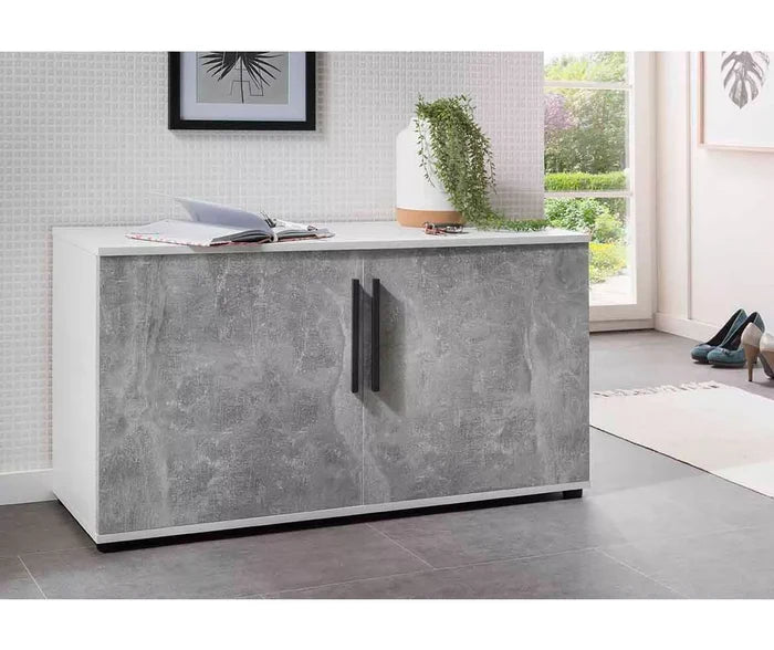 UNICORN Shoe cabinet Dresser white brown gray Width 95 cm Depth 35 cm Height 53 cm
