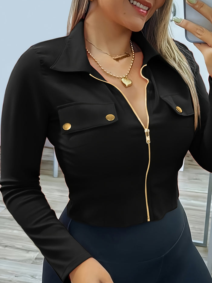 UNICORN Slim-Fit Lapel Zip Casual Solid Long Sleeve Shirt xs s m l xl