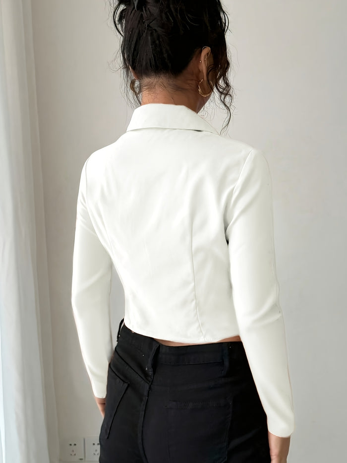 UNICORN Slim-Fit Lapel Zip Casual Solid Long Sleeve Shirt xs s m l xl