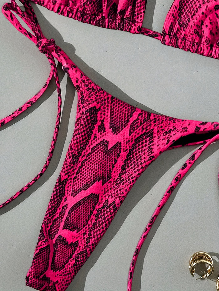 UNICORN Snakeskin Print Swimsuit Tie Bikini 2pcs Set xs s m l xl