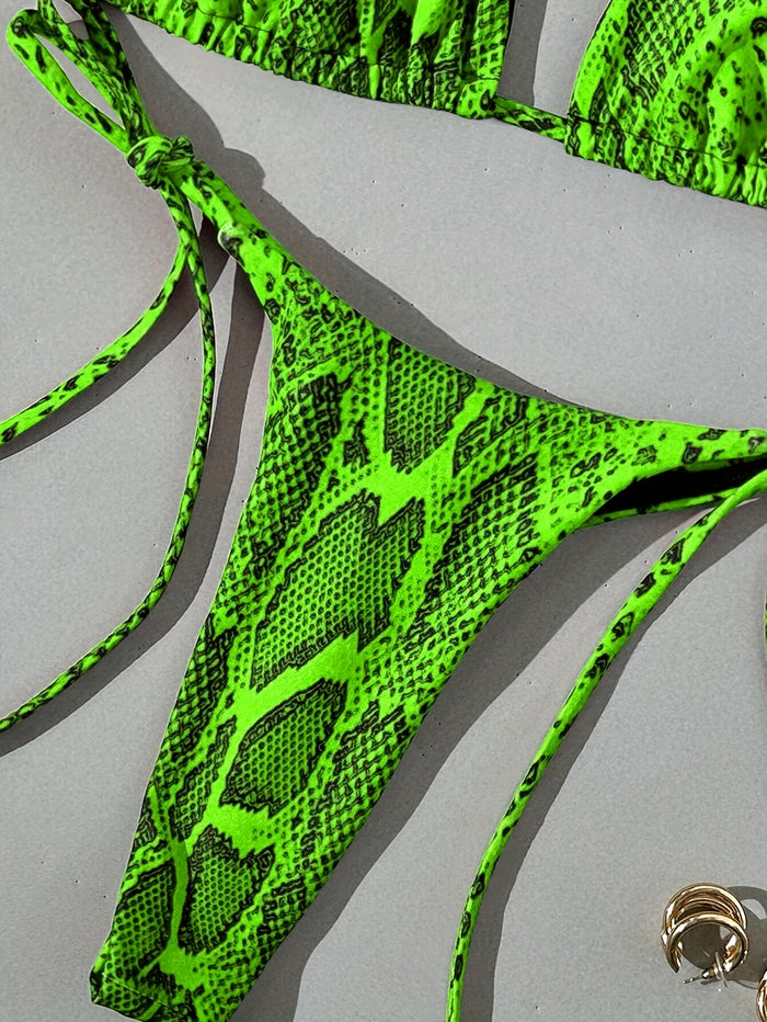 UNICORN Snakeskin Print Swimsuit Tie Bikini 2pcs Set xs s m l xl