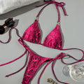 UNICORN Snakeskin Print Swimsuit Tie Bikini 2pcs Set xs s m l xl
