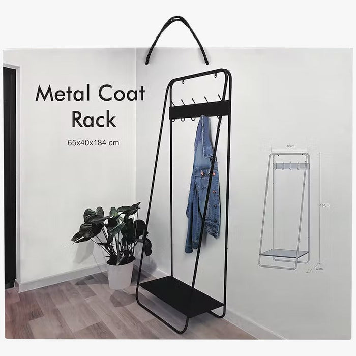UNICORN Standing Coat Rack metal modern black with storage tray (l x w x h) 60 x 40 x 184 cm