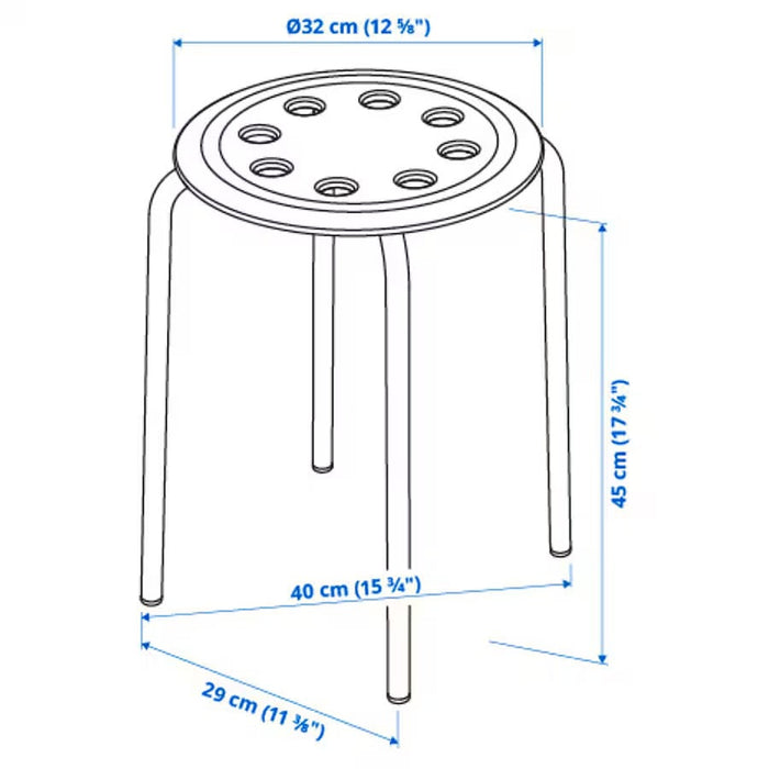 UNICORN Stool black and white 45 cm