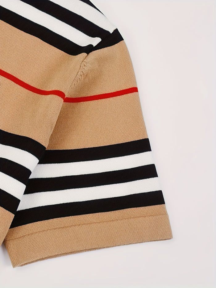 UNICORN Striped Round Neck Short Sleeve Knit Top for Trendy Spring s m l xl