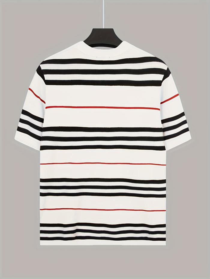 UNICORN Striped Round Neck Short Sleeve Knit Top for Trendy Spring s m l xl
