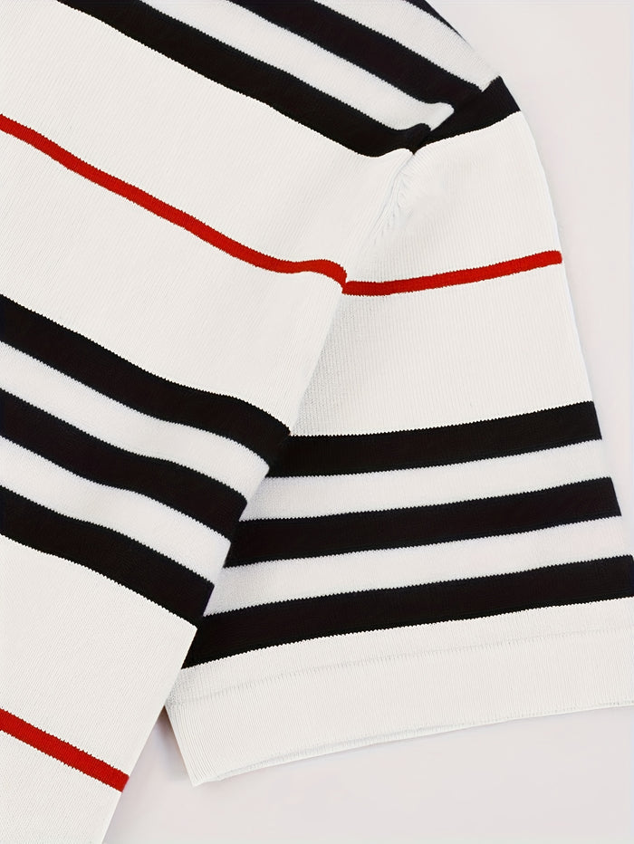 UNICORN Striped Round Neck Short Sleeve Knit Top for Trendy Spring s m l xl
