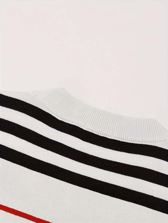 UNICORN Striped Round Neck Short Sleeve Knit Top for Trendy Spring s m l xl