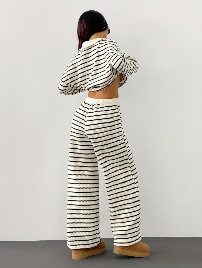 UNICORN Stylish And Relaxed Striped Pants Set for Women with a Tailored Collar xs s m l xl