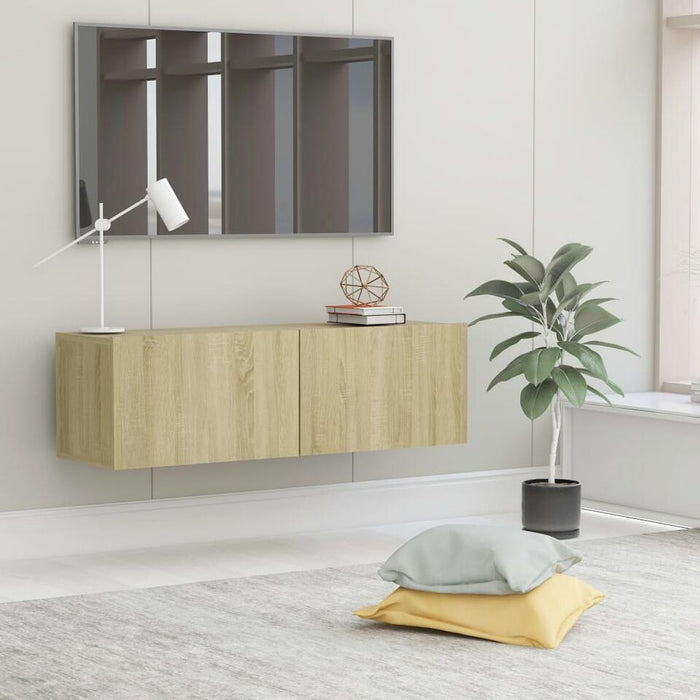 UNICORN TV cabinet modern oak light brown Width 100 cm Depth 30 cm Height 30 cm