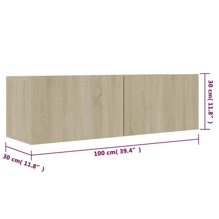UNICORN TV cabinet modern oak light brown Width 100 cm Depth 30 cm Height 30 cm