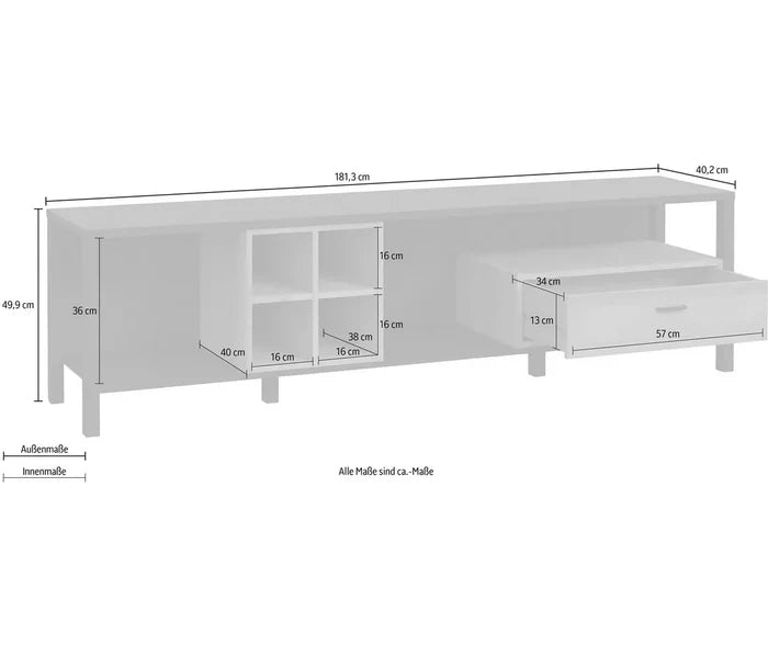 UNICORN TV furniture wall unit black brown 181 cm
