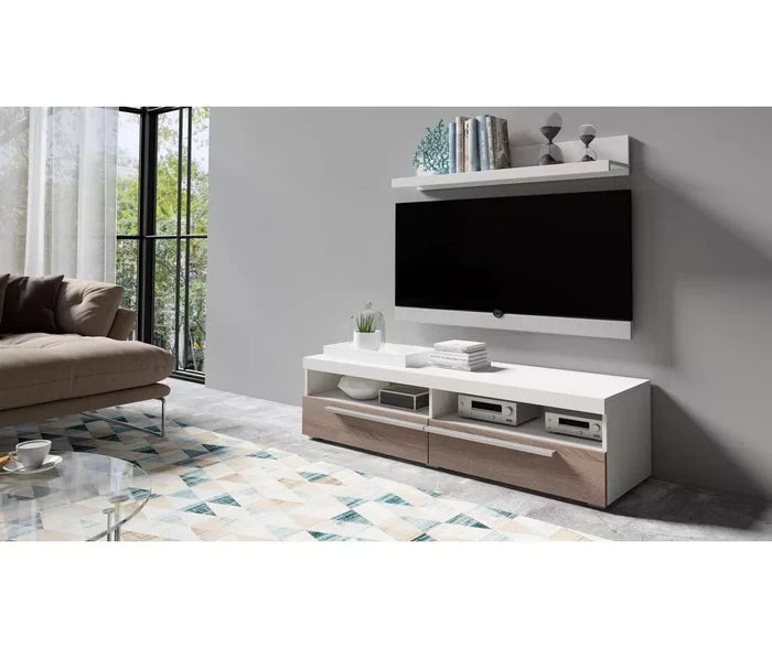 UNICORN TV furniture wall unit white brown 140 cm