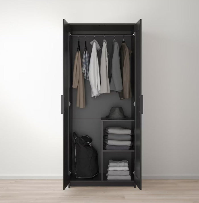 UNICORN Wardrobe wall cabinet wall unit black brown width: 79 cm depth: 55 cm height: 176 cm