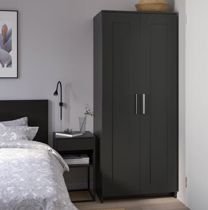 UNICORN Wardrobe wall cabinet wall unit black brown width: 79 cm depth: 55 cm height: 176 cm