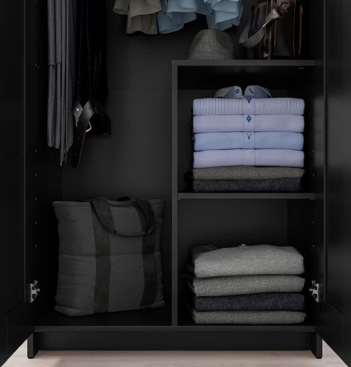 UNICORN Wardrobe wall cabinet wall unit black brown width: 79 cm depth: 55 cm height: 176 cm