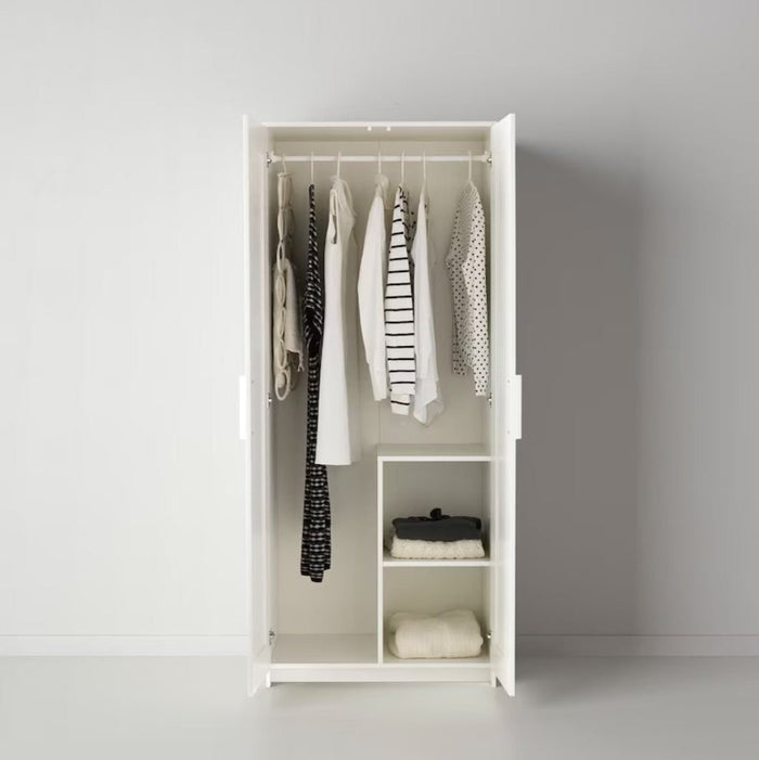 UNICORN Wardrobe wall cabinet wall unit white black Width 78 cm Depth 50 cm Height 190 cm