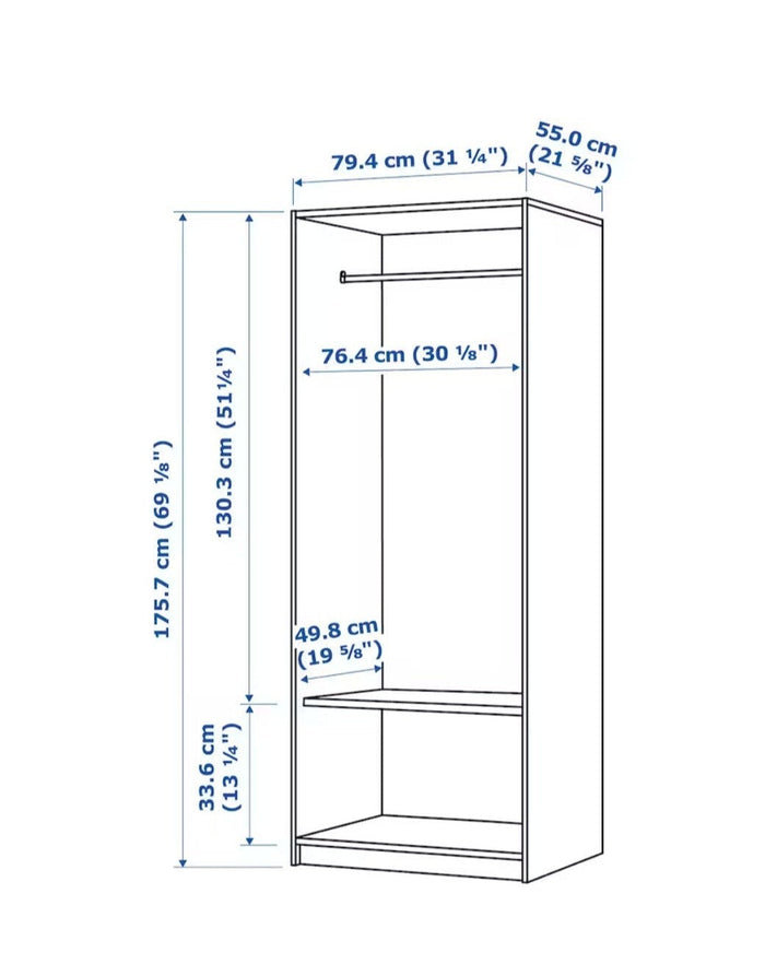 UNICORN Wardrobe white black brown with mirror width: 79 cm depth: 55 cm height: 176 cm