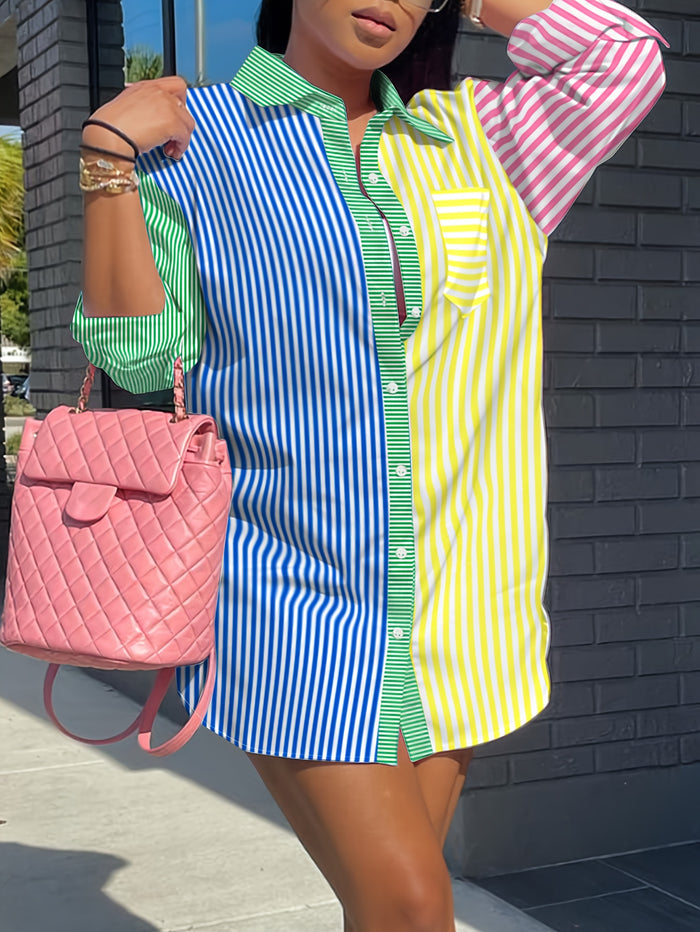 UNICORN Women Patchwork Print Striped Shirt xs s m l xl