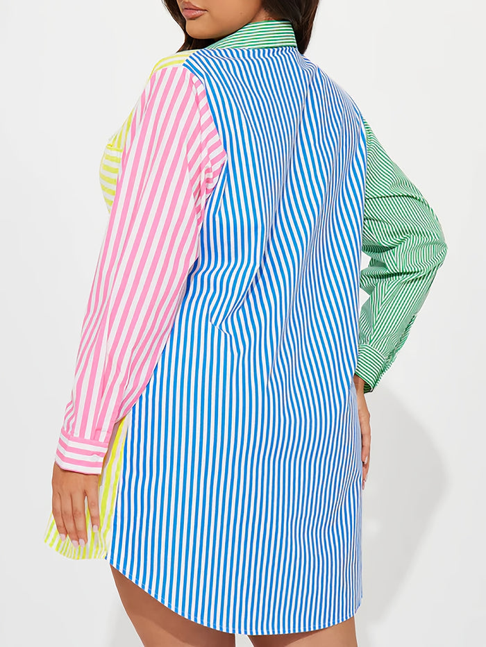 UNICORN Women Patchwork Print Striped Shirt xs s m l xl