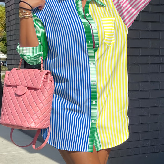 UNICORN Women Patchwork Print Striped Shirt xs s m l xl