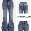 UNICORN Women Stretchy Personalized Ripped Heart-Decorated Flared Pants xs s m l xl