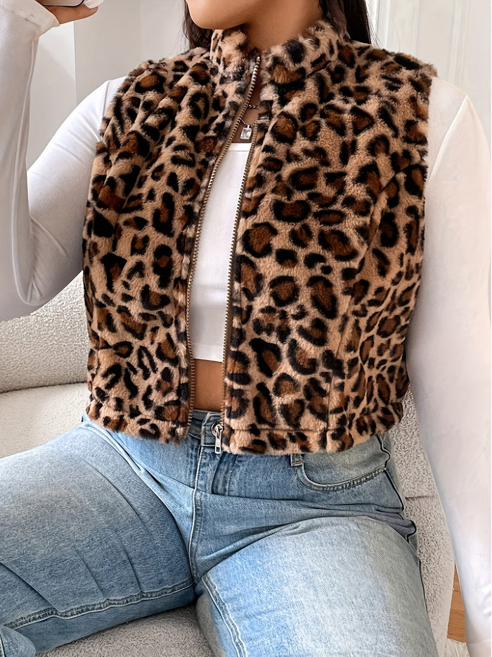 UNICORN Women'S Easy Sleeveless Leopard Print Vest Jacket, Winter Style s m l xl