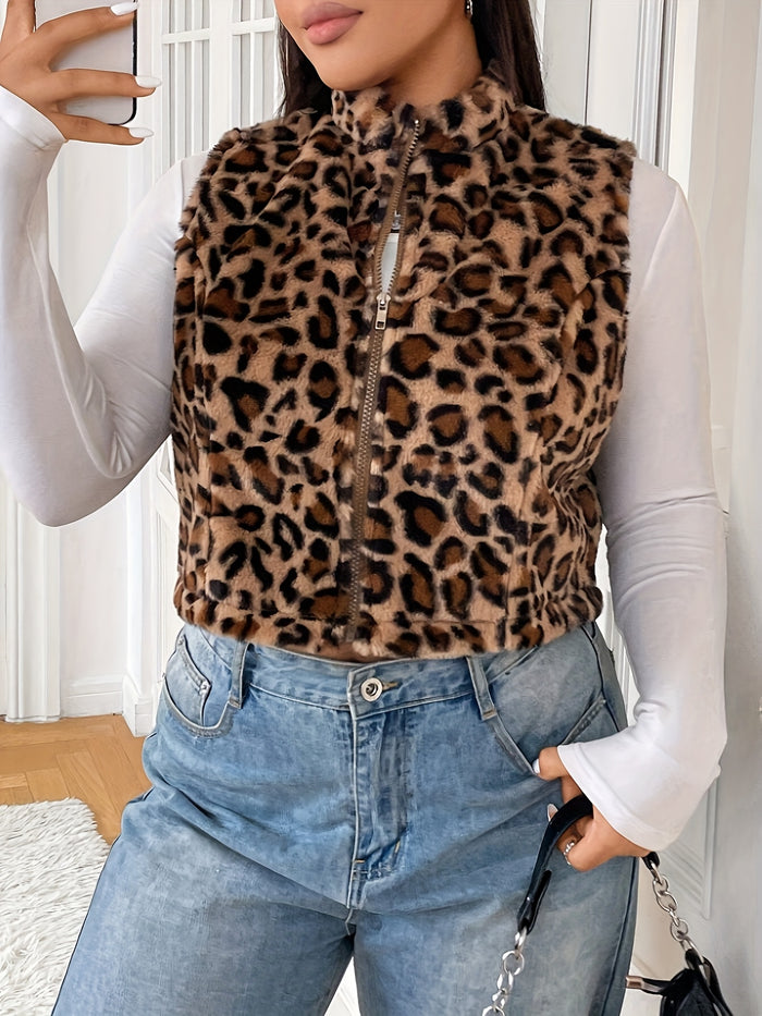 UNICORN Women'S Easy Sleeveless Leopard Print Vest Jacket, Winter Style s m l xl