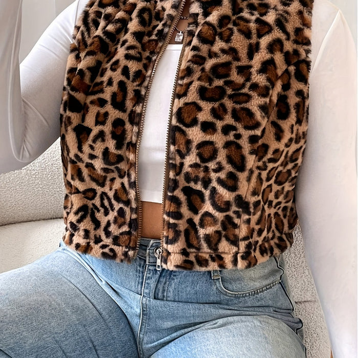 UNICORN Women'S Easy Sleeveless Leopard Print Vest Jacket, Winter Style s m l xl